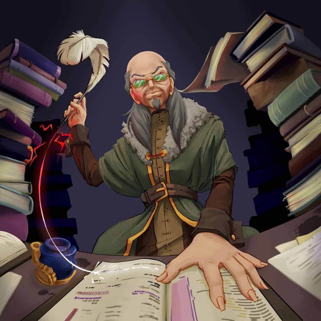 Illustration of the Lord of the Ledger, representing backward-looking compliance accounting vs forward-looking strategy.