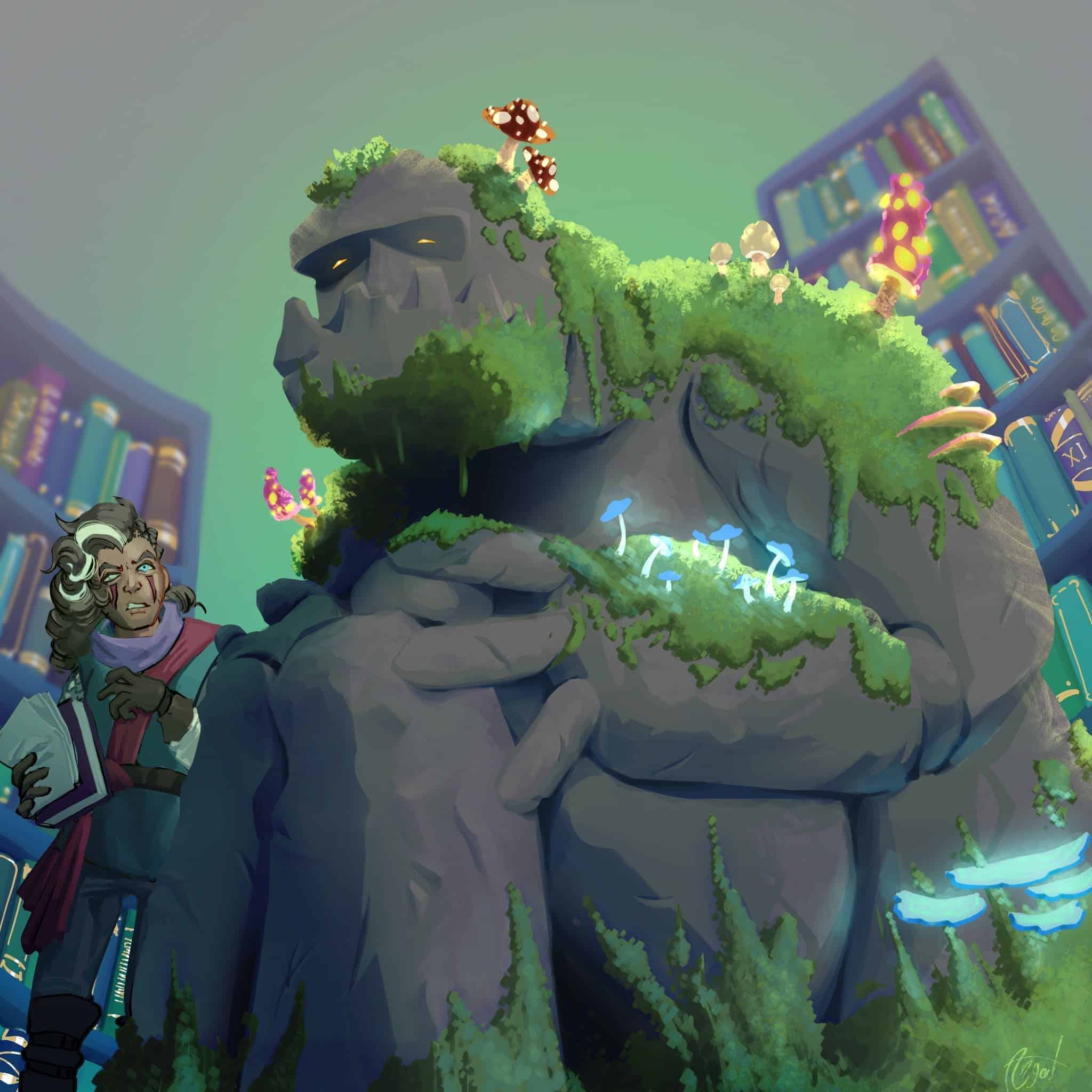 Illustration of the Stone Giant monster, symbolizing slow legacy accounting systems and manual data drag.